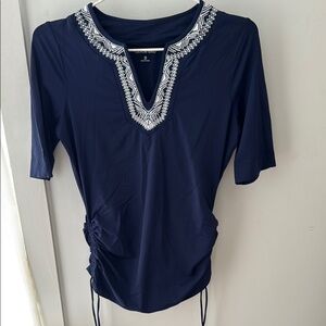 Lands’ End Women’s Short Sleeve Swim Top Cover Rash Guard Size XS